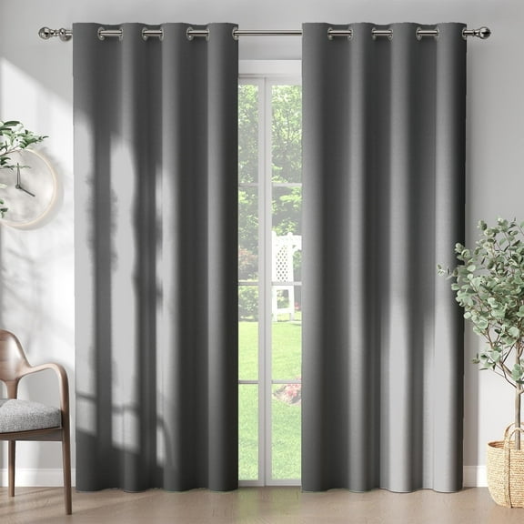 Curtainking Blackout Curtains Thermal Insulated Grommet Curtains for Living Room 2 Panels, 50x84 inch, Grey