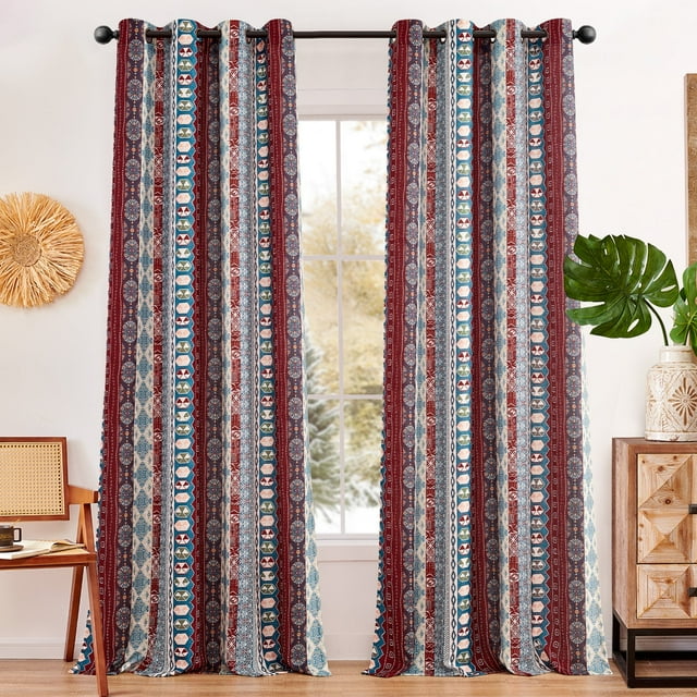 Curtainking Bohemian Style Curtains Colorful Stripes Printed Curtains