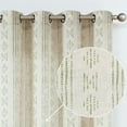 thumbnail image 1 of Curtainking Light Filtering Curtains Geometric Striped Boho Farmhouse Grommet Curtains for Living Room 52x84 Inch Pack of 2 Sage Green on Beige, 1 of 8