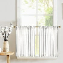 Curtainking Cafe Curtains 26x36 inch Curtains Light Filtering Curtains Boho Small Window Curtains for Half Windows Black 2 Panels of Tier Curtains