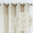thumbnail image 1 of Curtainking Geometric Striped Curtains Linen Blend Boho Farmhouse Grommet Curtains for Living Room 63in Set of 2 Sage Green on Beige, 1 of 8