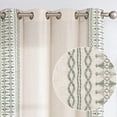 thumbnail image 1 of Curtainking Farmhouse Linen Curtains Boho Embroidery Drapes 63 Inch Semi Sheer Window Curtain for Living Room Bedroom Grommet 2 Panels Sage on Beige, 1 of 8