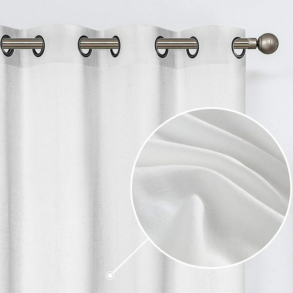 Curtainking Farmhouse Linen Curtains White for Bedroom Living Room Light Filtering Window Curtains 2 Panels Grommet 63 inches Length