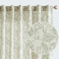 thumbnail image 1 of Curtainking Floral Curtains Linen Farmhouse Curtains for Living Room 84 inch Country Curtains Back Tab Semi Sheer Curtains Light Filtering 2 Panels Green on Beige, 1 of 10