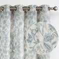 thumbnail image 1 of Curtainking Floral Curtains Linen Farmhouse Curtains for Living Room 84 inch Country Curtains Grommet Top Semi Sheer Curtains Light Filtering 2 Panels Blue on Beige, 1 of 10