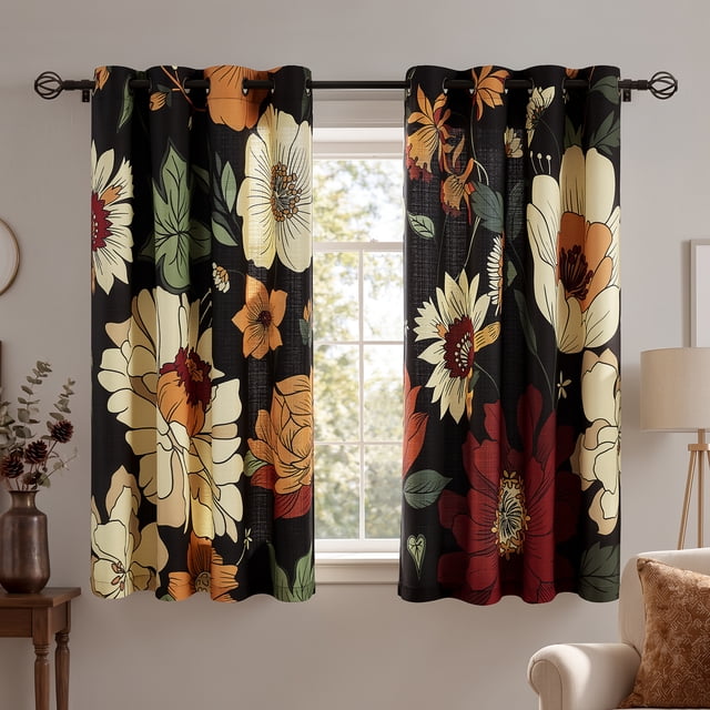 Curtainking Floral Curtains for Living Room Bedroom Vintage Inspired ...