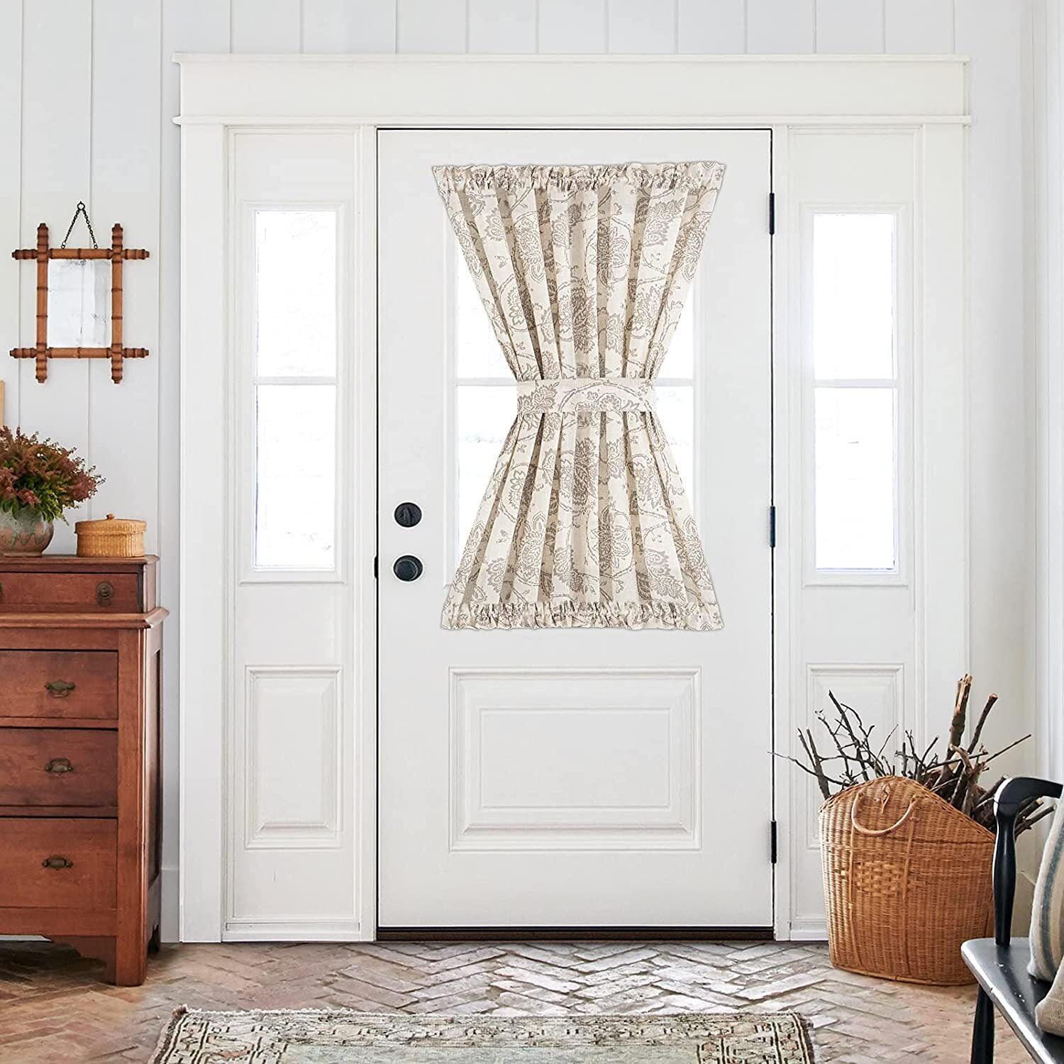 Ellis Curtain Kitchen Tier Curtains - Cherry Pattern Ruffled Window Treatment 58x24 Inch