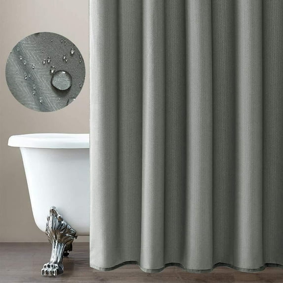 Curtainking Gery Shower Curtain for Bathroom Water Resistant Twill Pattern 70x72 inches with Curtain Hooks 1 Panel