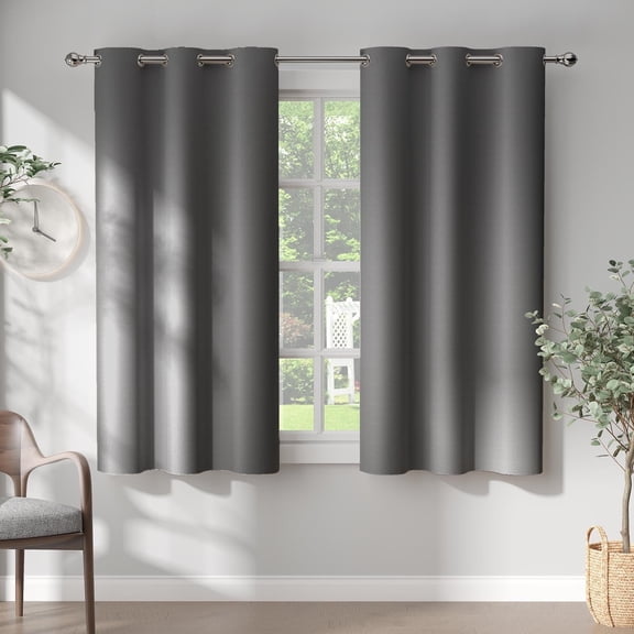 Curtainking Gray Blackout Curtains and Drapes Room Darkening Curtains for Living Room 40x54 inch Short Curtains Pack of 2