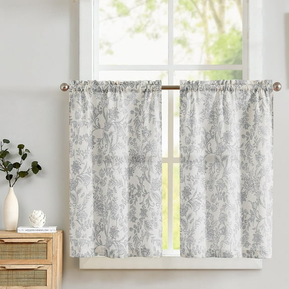 Curtainking Gray Cafe Curtains 26x24 inch Kitchen Curtain Farmhouse Curtains for Laundry Room 2 Panels