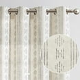 thumbnail image 1 of Curtainking Linen Blend Geometric Striped Curtains Light Filtering Farmhouse Boho Grommet Curtains for Bedroom 63in Pack of 2 Grey on Beige, 1 of 8