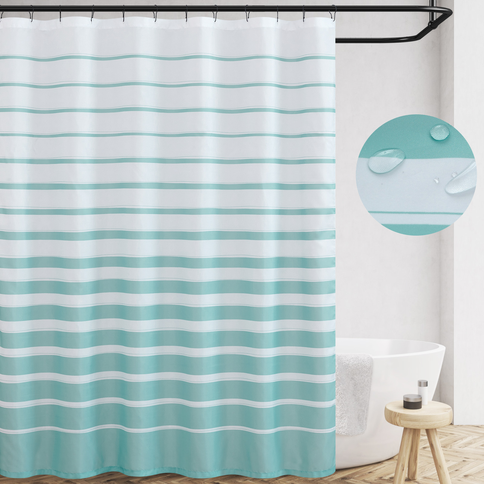 Curtainking Green Shower Curtain Waterproof Bathroom Drape Irregular ...