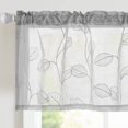 thumbnail image 1 of Curtainking Grey Sheer Valance Leaf Embroidered Farmhouse Kitchen Curtains for Small Window Topper Light Filtering Short Drape 1 Panel Rod Pocket 55" x 18", 1 of 7