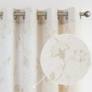 Curtainking Grommet Linen Curtains Light Filtering Drapes 50x84 inch for Living Room 2 Panels Beige