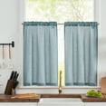 thumbnail image 1 of Curtainking Kitchen Curtains 26x36 inch Blue Linen Textured Curtains Semi Sheer Cafe Curtains Farmhouse Small Window Treatment 2 Panels, 1 of 7