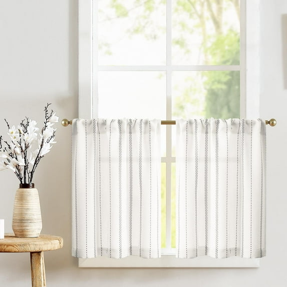 Curtainking Kitchen Curtains 26x36 inch Length Short Curtains for Kitchen Window Decor 2 Panels of Light Filtering Curtains Gray Small Window Curtains