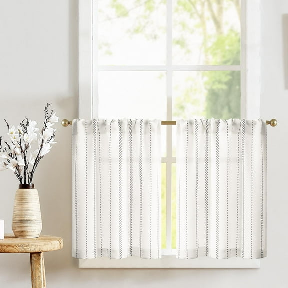 Curtainking Kitchen Curtains 26x36 inch Length Short Curtains for Kitchen Window Decor 2 Panels of Light Filtering Curtains Gray Small Window Curtains