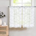 thumbnail image 1 of Curtainking Kitchen Curtains 26x45 inch Leaf Embroidered Sheer Curtains Kitchen Windows Cafe Curtains Rod Pocket 2 Panels Sage on White, 1 of 6