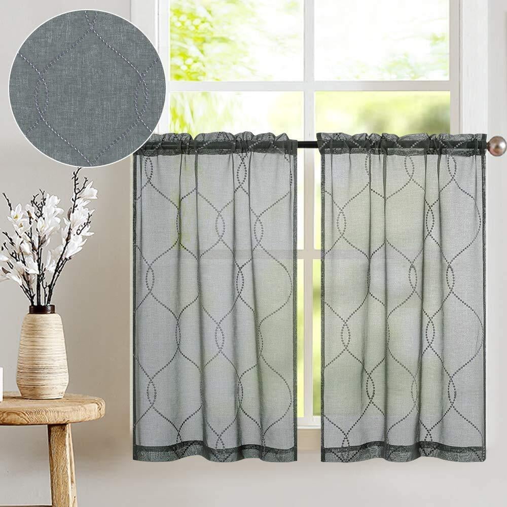 Curtainking Kitchen Curtains Farmhouse Embroidered Sheer Curtains 24