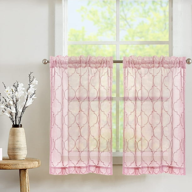 Curtainking Kitchen Curtains Farmhouse Embroidered Sheer Curtains 36 ...