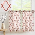 thumbnail image 1 of Curtainking Kitchen Curtains Farmhouse Moroccan Tile Print Cafe Curtains 26x24 inch for Kitchen 2 Panels Red on Flax, 1 of 10