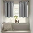 thumbnail image 1 of Curtainking Kitchen Curtains Waffle Textured Grey Tier Curtains 36x24 inch for Bathroom 2 Panels Rod Pocket Short Curtains, 1 of 8