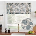 thumbnail image 1 of Curtainking Kitchen Valance 50 x 18 inch Linen Textured Floral Printed Small Window Valance 1 Panel Blue on Beige, 1 of 7