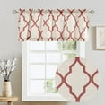 thumbnail image 1 of Curtainking Kitchen Valance Curtain Farmhouse Moroccan Tile Print Flax Linen Blend Small Window Curtains 16 inch 1 Panel Rod Pocket Terra Red on Beige, 1 of 7