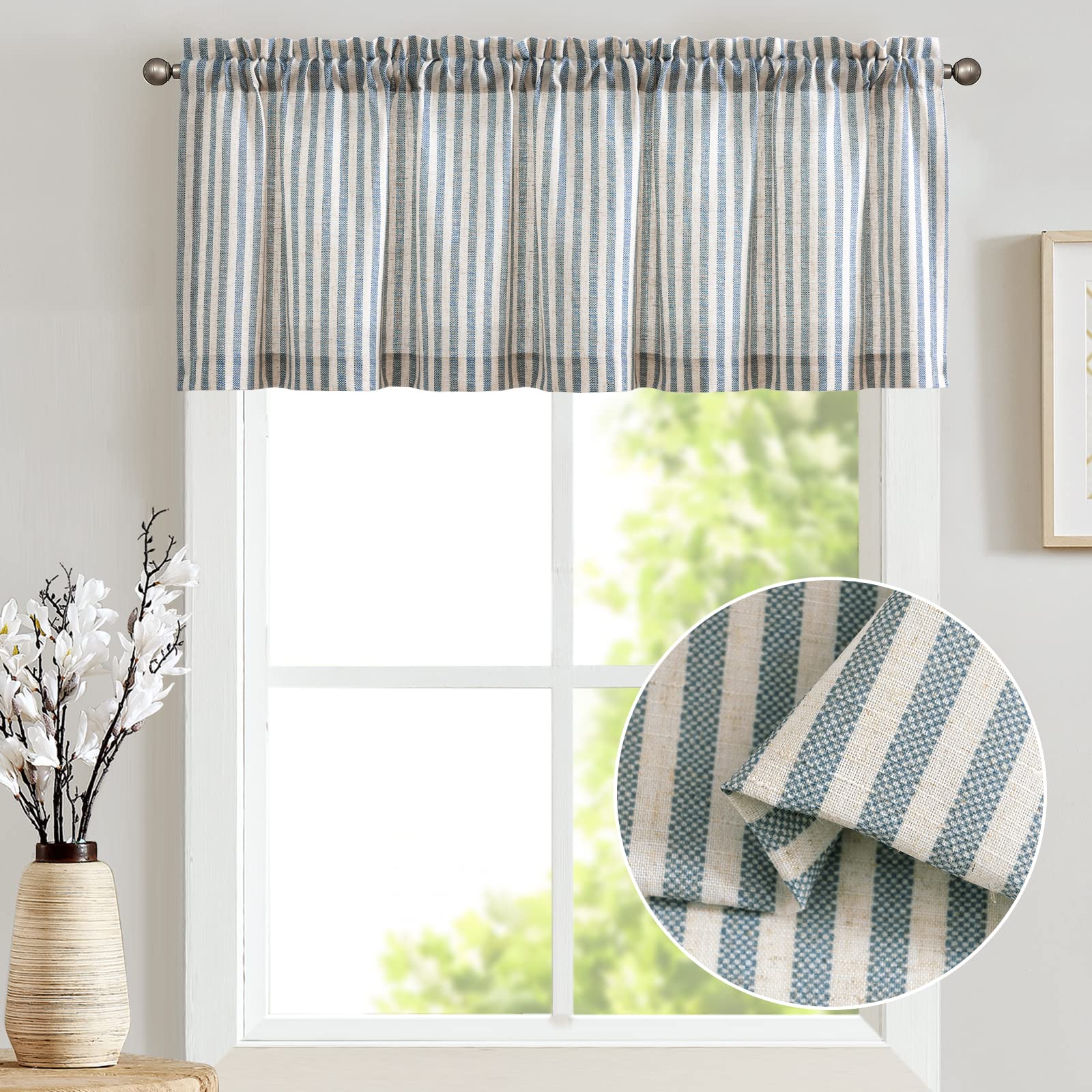 ABPHQTO Blue Scottish Tartan Plaid Pattern Window Curtain Valance Rod