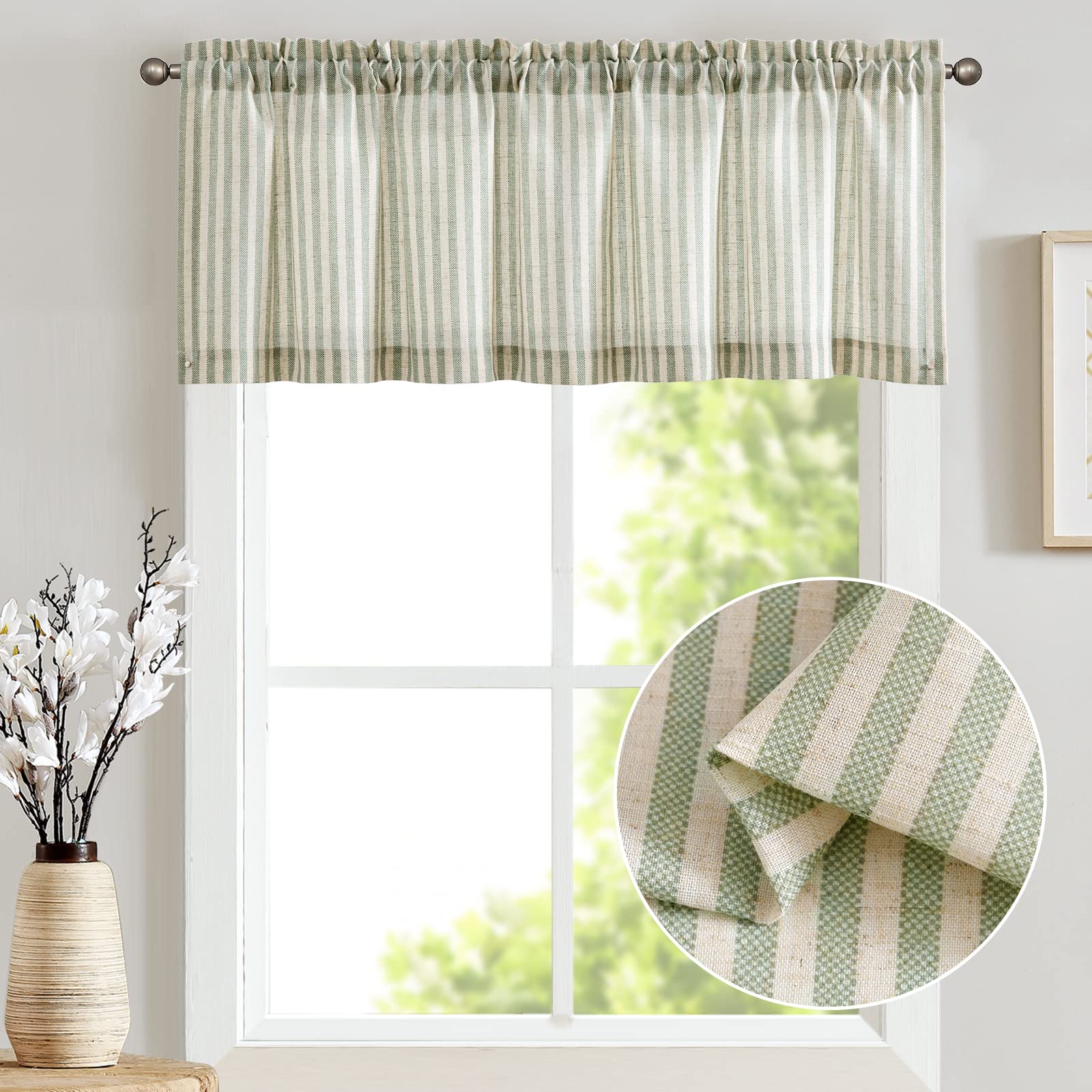 Trellis Scrolling Leaf Pattern Kitchen Window Curtain Tiers or Valance