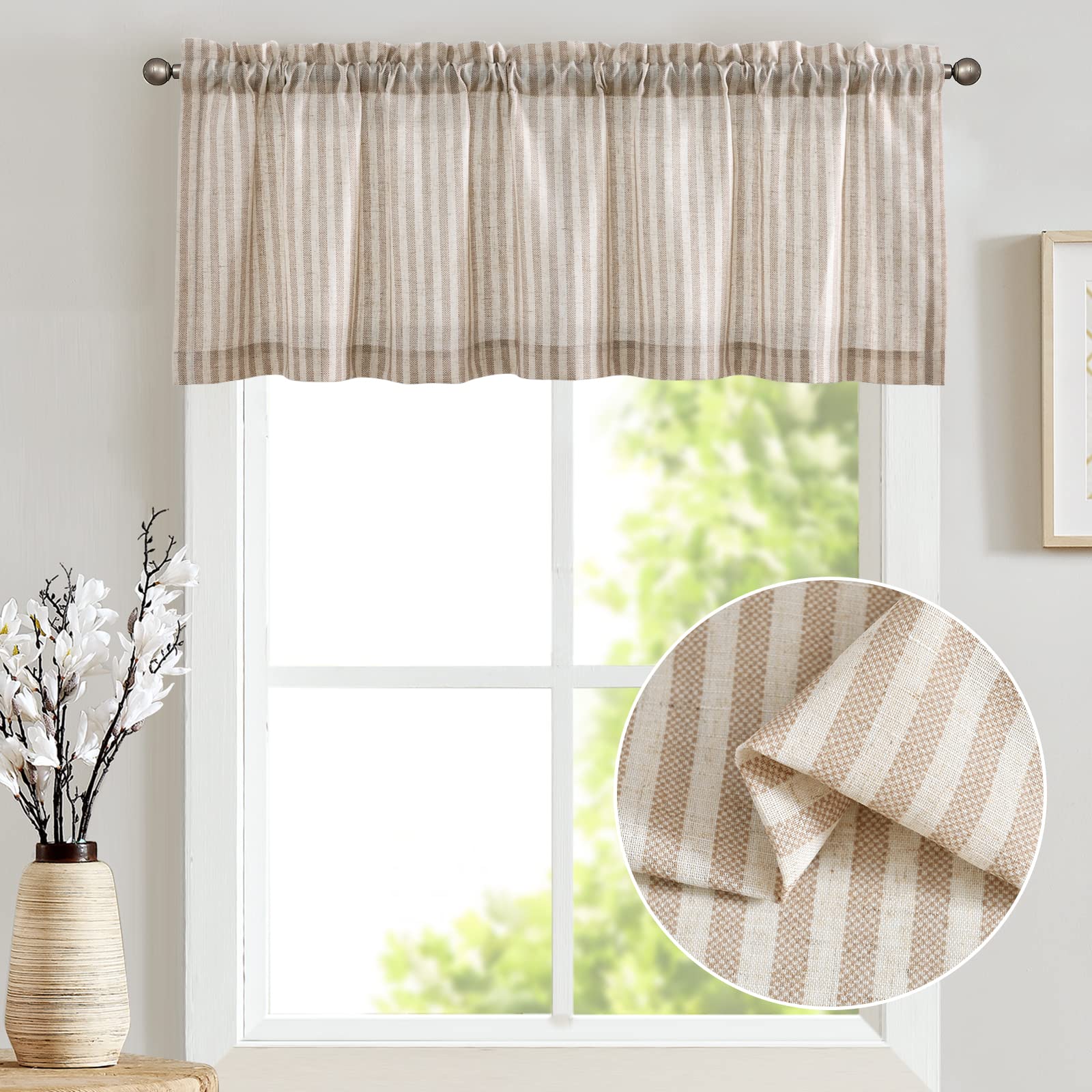 Decotex 3 Piece Window Treatment Kitchen Curtain Tier & Valance Set (36