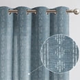 thumbnail image 1 of Curtainking Blue Linen Blend Curtains Geometric Striped Light Filtering Farmhouse Grommet Curtains for Living Room 96 Inch Pack of 2, 1 of 7