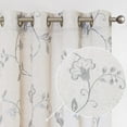 thumbnail image 1 of Curtainking Linen Curtains Floral Embroidery Window Curtains 84 inch Farmhouse Light Filtering Drapes for Living Room Bedroom Grommet 2 Panels Grey, 1 of 7