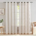 thumbnail image 1 of Curtainking Linen Curtains for Living Room 84 inch Farmhouse Diamond Embroidered Flax Window Drapes Light Filtering Grommet Curtains 2 Panels Beige, 1 of 7