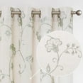 thumbnail image 1 of Curtainking Rustic Look Farmhouse Curtains Green Floral Embroidery Light Filtering Curtain Panels, 50 x 96 inches, 2 Panels, 1 of 7