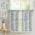 thumbnail image 1 of Curtainking Linen Kitchen Curtains 26x24 inch Farmhouse Floral Print Rod Pocket Curtains Cafe Curtains Small Window Curtains 2 Panels Blue on Beige, 1 of 9