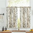thumbnail image 1 of Curtainking Linen Kitchen Curtains Floral Cafe Curtains 26x36 inch Farmhouse Cafe Curtains for Living Room 2 Panels Black, 1 of 9