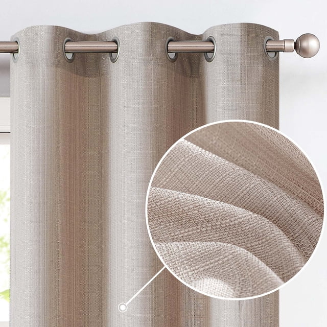 Curtainking Linen Textured Light Filtering Curtains, Taupe 63 Inches ...