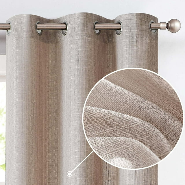 Curtainking Linen Textured Curtains 84 inches Taupe Bedroom Living Room Window Curtain Set Light Filtering Drapes Grommet Top 2 Panels