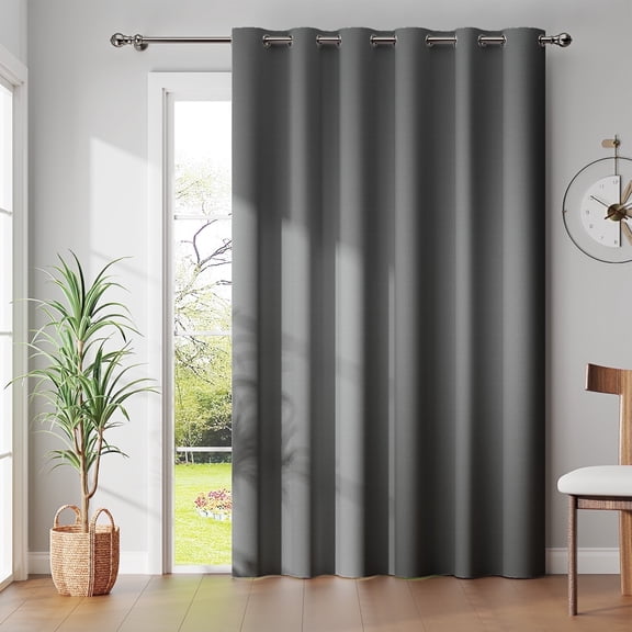 Curtainking Extra Wide Blackout Single Curtain Panel for Patio Door Sliding Glass Door Solid Thermal Insulated Room Divider Curtain, 100 x 84 Inch, Grey, 1 Panel
