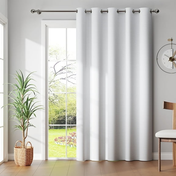 Curtainking Patio Doors Curtain Solid Blackout Curtain for Sliding Door, 1 Panel, 80x84 inch Long curtain, White