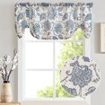 thumbnail image 1 of Curtainking Rod Pocket Valance 50x18 inch Blue Rustic Floral Light Filtering Curtain Semi-Sheer Tie Up Valance for Kitchen 1 Panel, 1 of 7