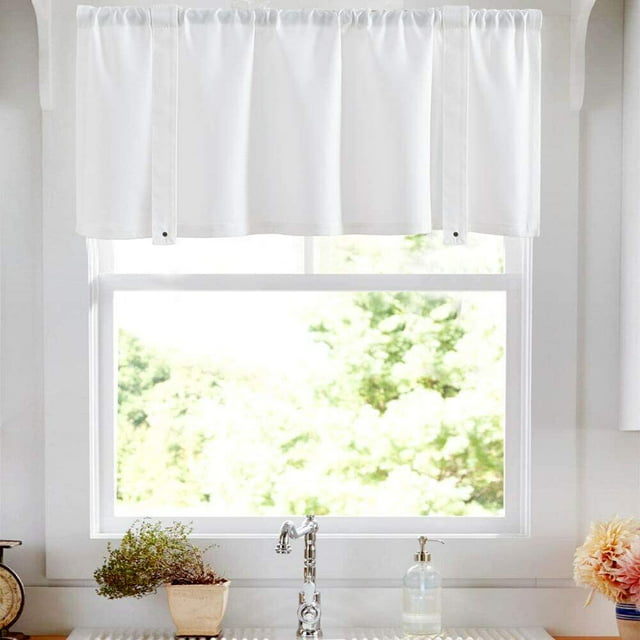 Curtainking Rod Pocket Valance for Kitchen Linen Textured Cafe Curtain ...