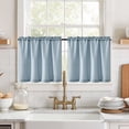 thumbnail image 1 of Curtainking Rustic Look Farmhouse Blue Solid Print Cafe Curtains, 28x24 inches, 2 Panels, 1 of 8
