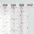thumbnail image 1 of Curtainking Sheer Curtains 84 inches Embroidered Leaf Window Curtains for Living Room Grommet Top 2 Panels Voile Drapes for Bedroom Grey on White, 1 of 8