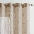 thumbnail image 1 of Curtainking Sheer Curtains Floral Embroidery Drapes 63 inch Voile Light Filtering Window Curtain Set for Living Room Bedroom Grommet 2 Panels Beige, 1 of 7