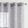 thumbnail image 1 of Curtainking Sheer Curtains Floral Embroidery Drapes 84 inch Voile Light Filtering Window Curtain Set for Living Room Bedroom Grommet 2 Panels Grey, 1 of 7