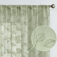 thumbnail image 1 of Curtainking Sheer Curtains for Living Room Embroidered Leaf Window Curtains 84 inch Length light Filtering Drapes Bedroom Rod Pocket 2 Panels Sage, 1 of 10