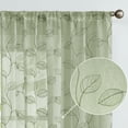 thumbnail image 1 of Curtainking Sheer Curtains for Living Room Embroidered Leaf Window Curtains 96 inch Length light Filtering Drapes Bedroom Rod Pocket 2 Panels Sage, 1 of 8