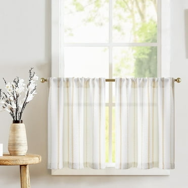 Curtainking Small Window Curtains 26x36 inch length Cafe Curtains Yellow Kitchen Curtains for Living Room Light Filtering Tier Curtains 2 Panels